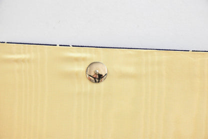 Navy Chirimen Kimono Clutch With Tsuru Crane Motif interior flap detail with metal snap