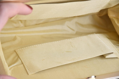 Floral Woven Kimono Clutch inside view showing the light fabric lining and slip pockets