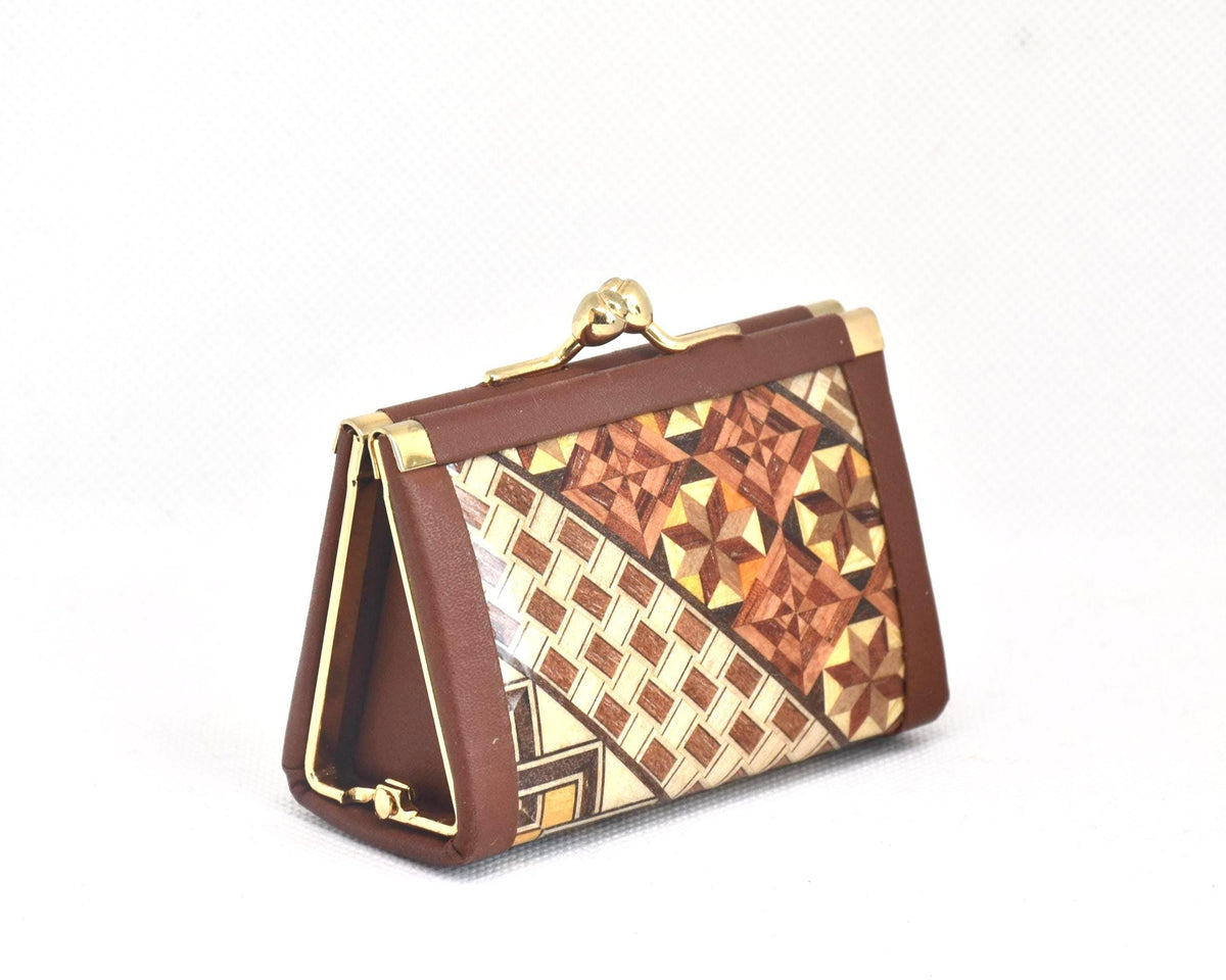 Yosegi Zaiku Geometric Marquetry Clasp Coin Purse by Hakone artisans