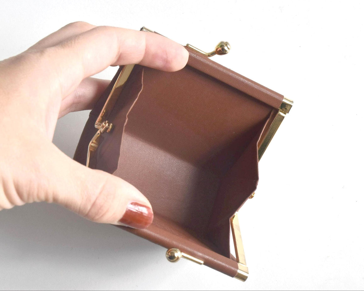 Yosegi Zaiku coin purse top down view of interior compartment