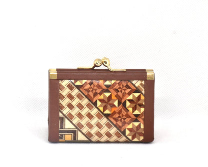 Yosegi Zaiku coin purse showing alternative side of the marquetry design