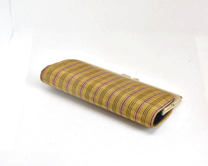 Kihachijo silk coin purse bottom view showing the folded base and pattern alignment