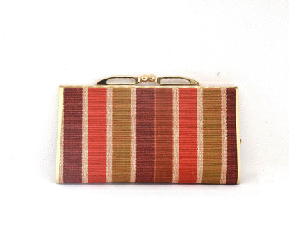Yaeyama Minsa-Ori coin purse back view showing the vertical striped handwoven cotton textile