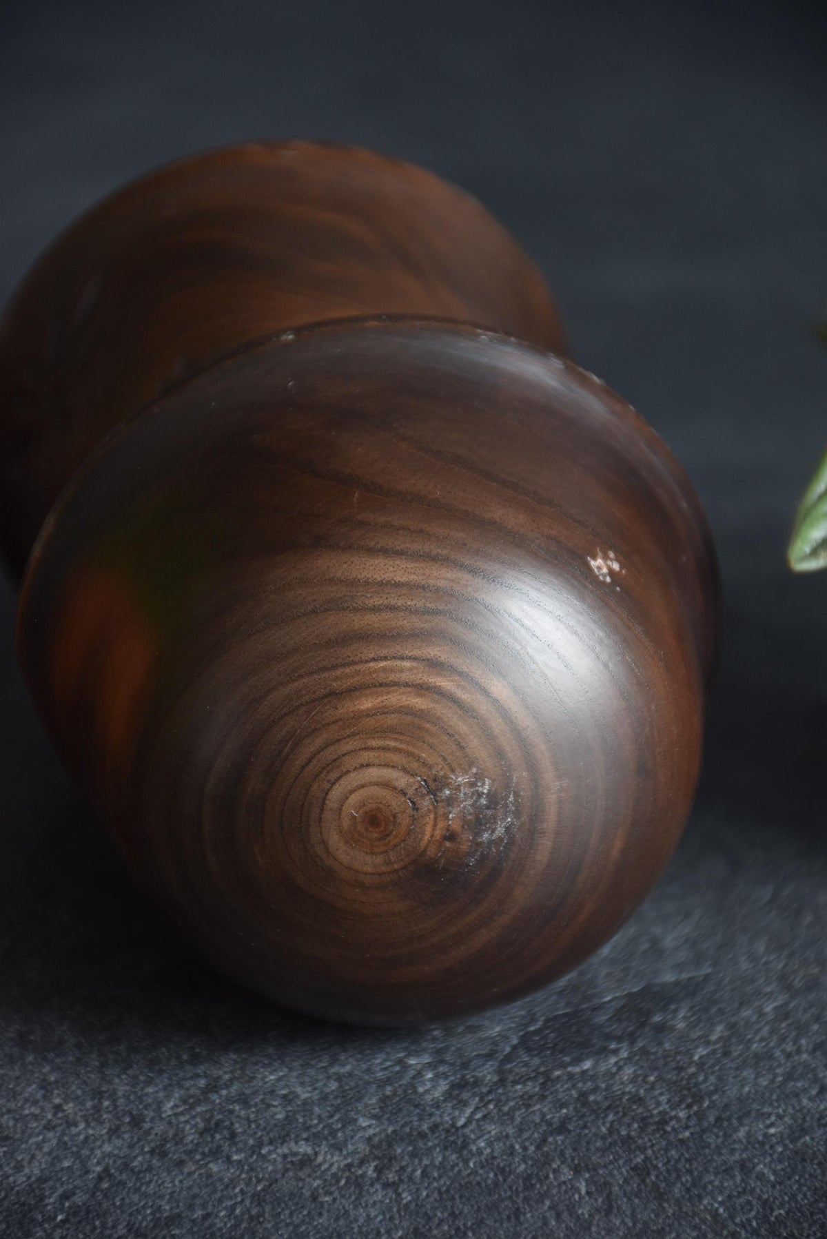 Takeda Masashi kokeshi doll showing base with wood rings