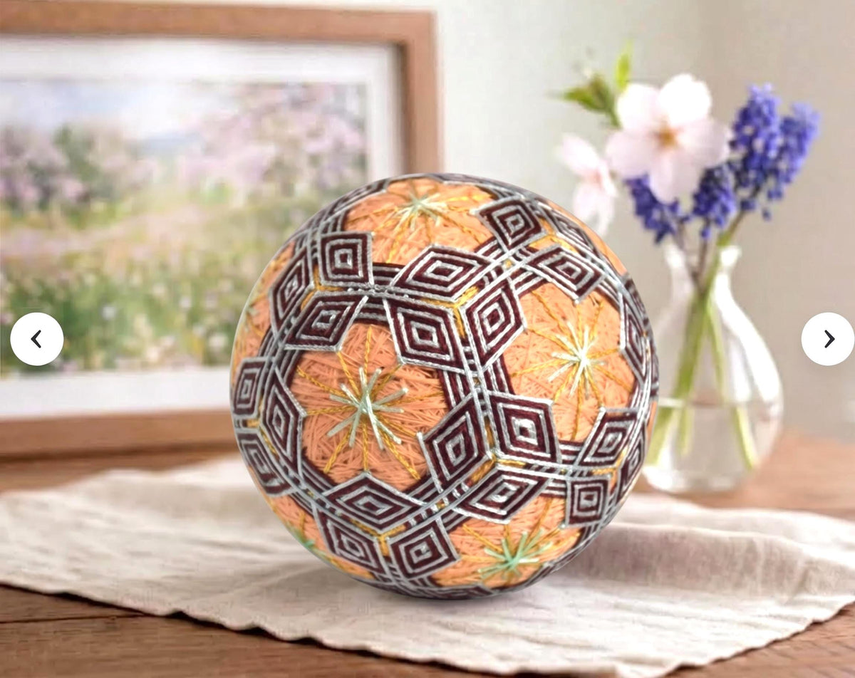 Hand-Embroidered Japanese Temari Folk Art Ball table scatter