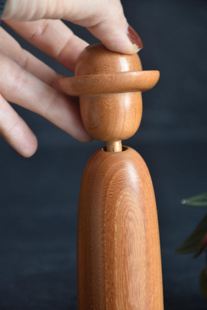 Kenji Miyazawa Dekunobo Kokeshi Doll head being held next to hand for scale