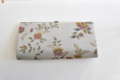 Chirimen Crepe Kimono Clutch Floral Pattern back view showing the floral fabric