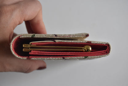 Shiseido Japanese Kimono Clutch With Traditional Weaves side view showing metal frame
