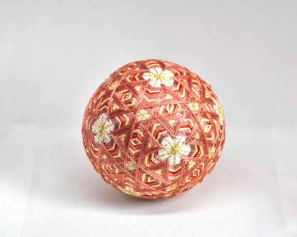 Hand-Embroidered Japanese Temari Ball Folk Art alternative angle view on a light surface