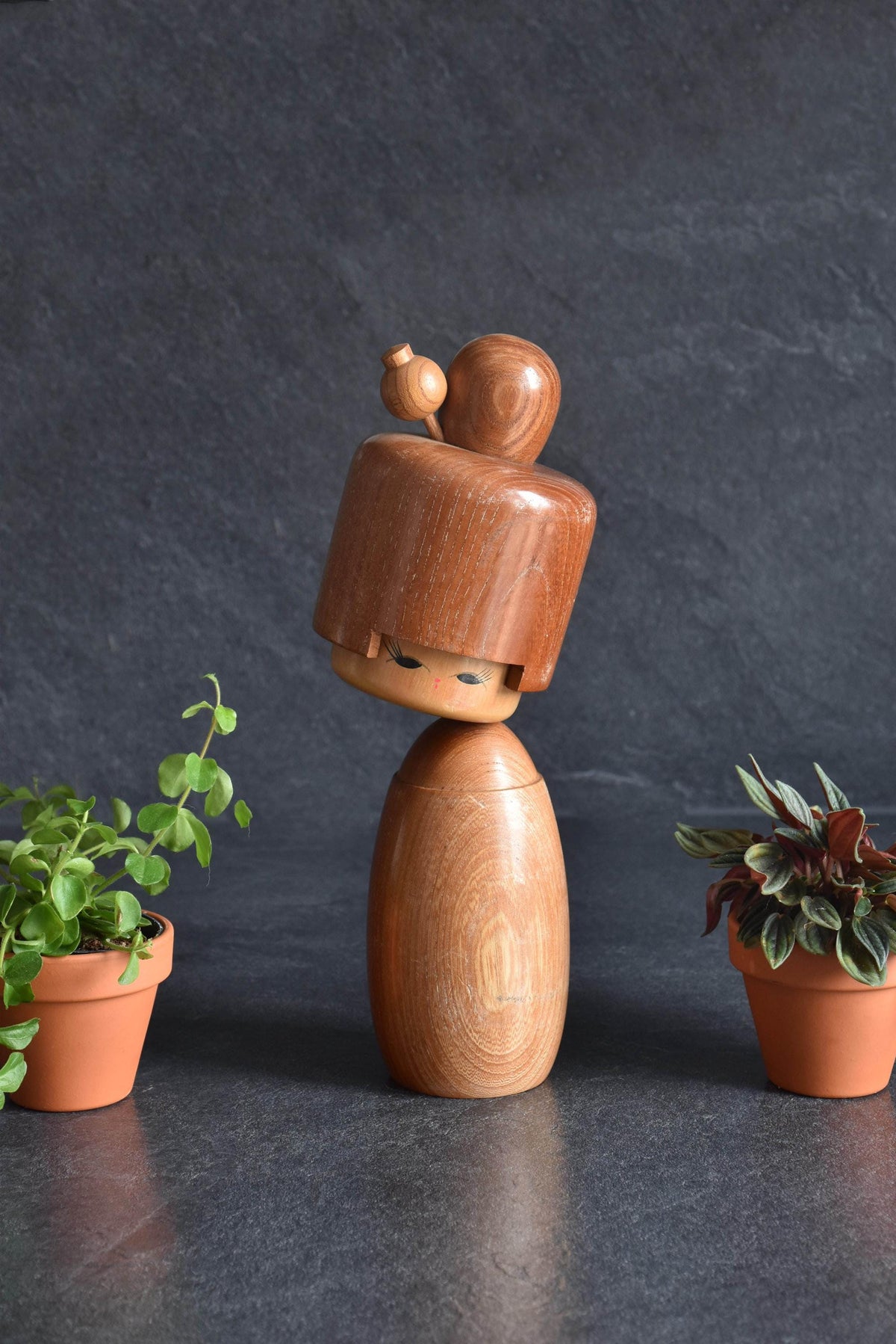 Masuo Sato Sosaku Kokeshi Tilted Bob Doll hand-carved in solid wood