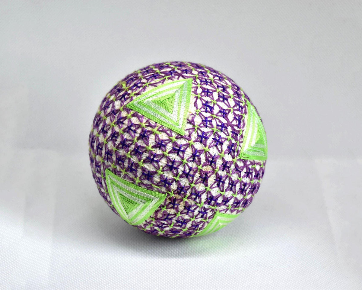 Hand-Embroidered Japanese Temari Ball Folk Art table scatters featuring vibrant colourful threads.