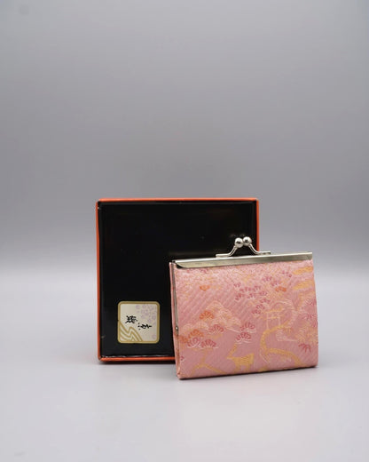 Nishijin-Ori Silk Coin Purse Deer Motif Gamaguchi from Kyoto Japan