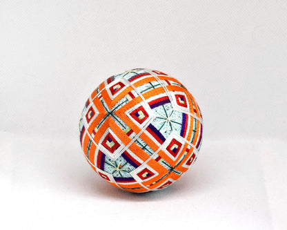 Japanese Temari Ball Traditional Folk Art Fabric Ball featuring vibrant hand embroidered threads