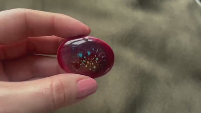 Kutani Dark Red Ceramic Brooch