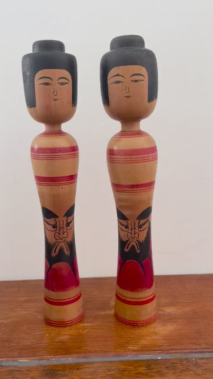 Zenji Sato Tsugaru Kokeshi Pair With Daruma