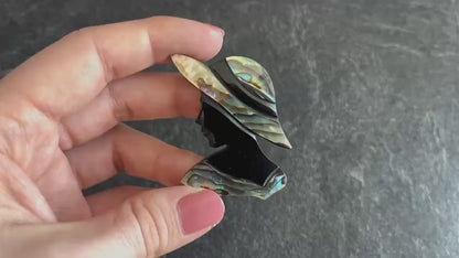 Abalone Shell Brooch - Silhouette With Hat